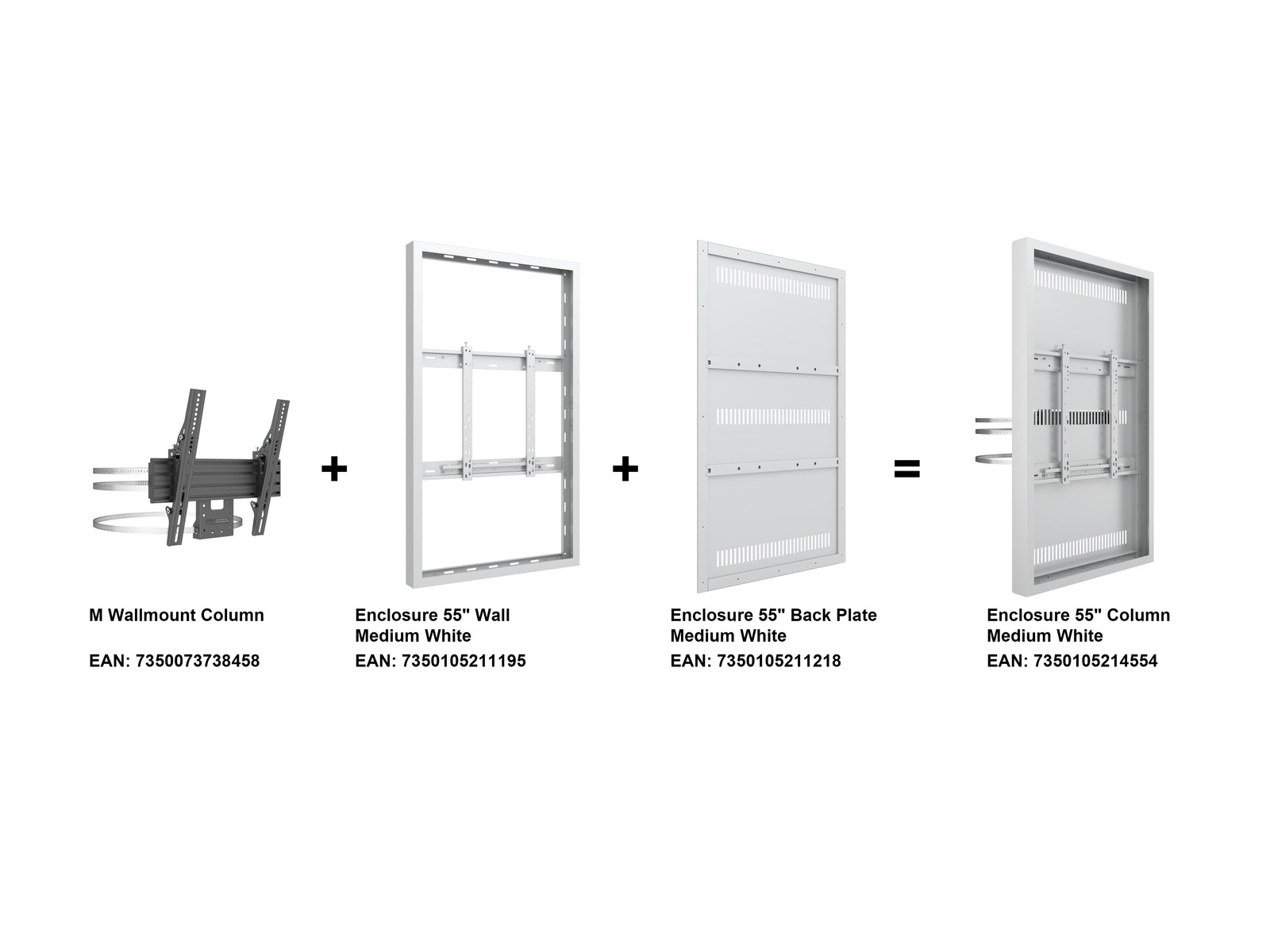 Multibrackets M Pro Series Enclosure 55" Column Medium White Signage Display Enclosures Multibrackets