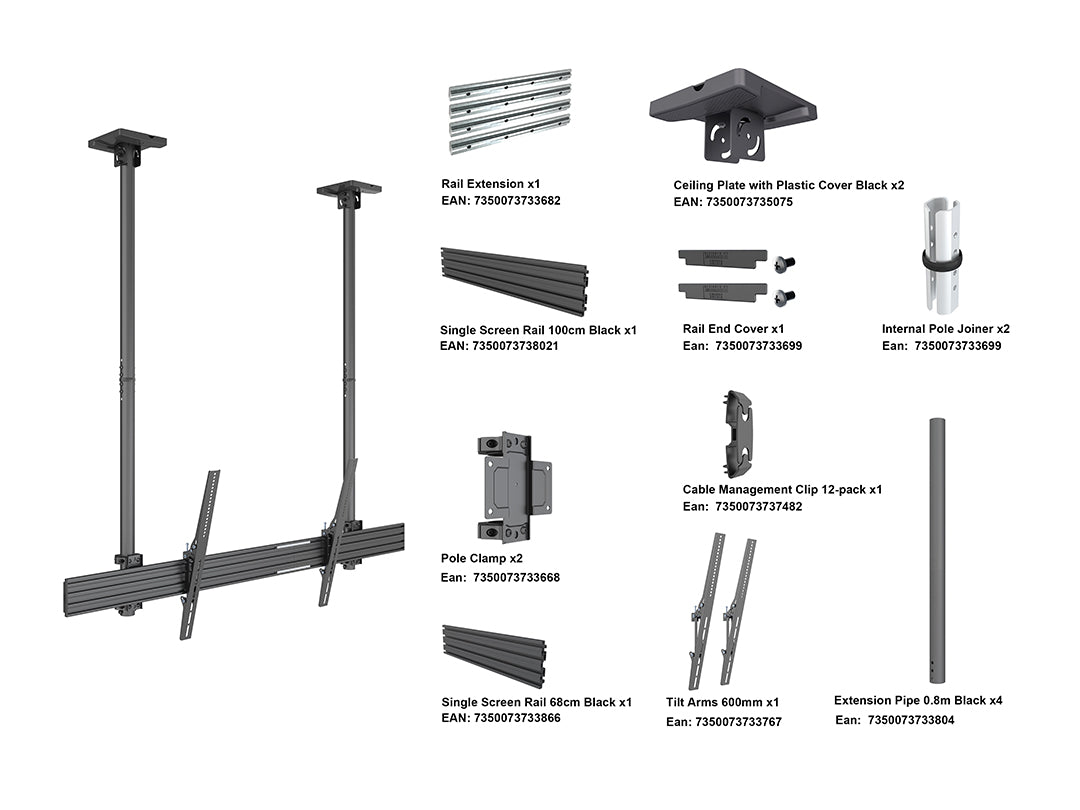 Multibrackets LG 110UM5 Display Ceilingmount Pro - Tilt Black Ceiling Mount Bracket Multibrackets