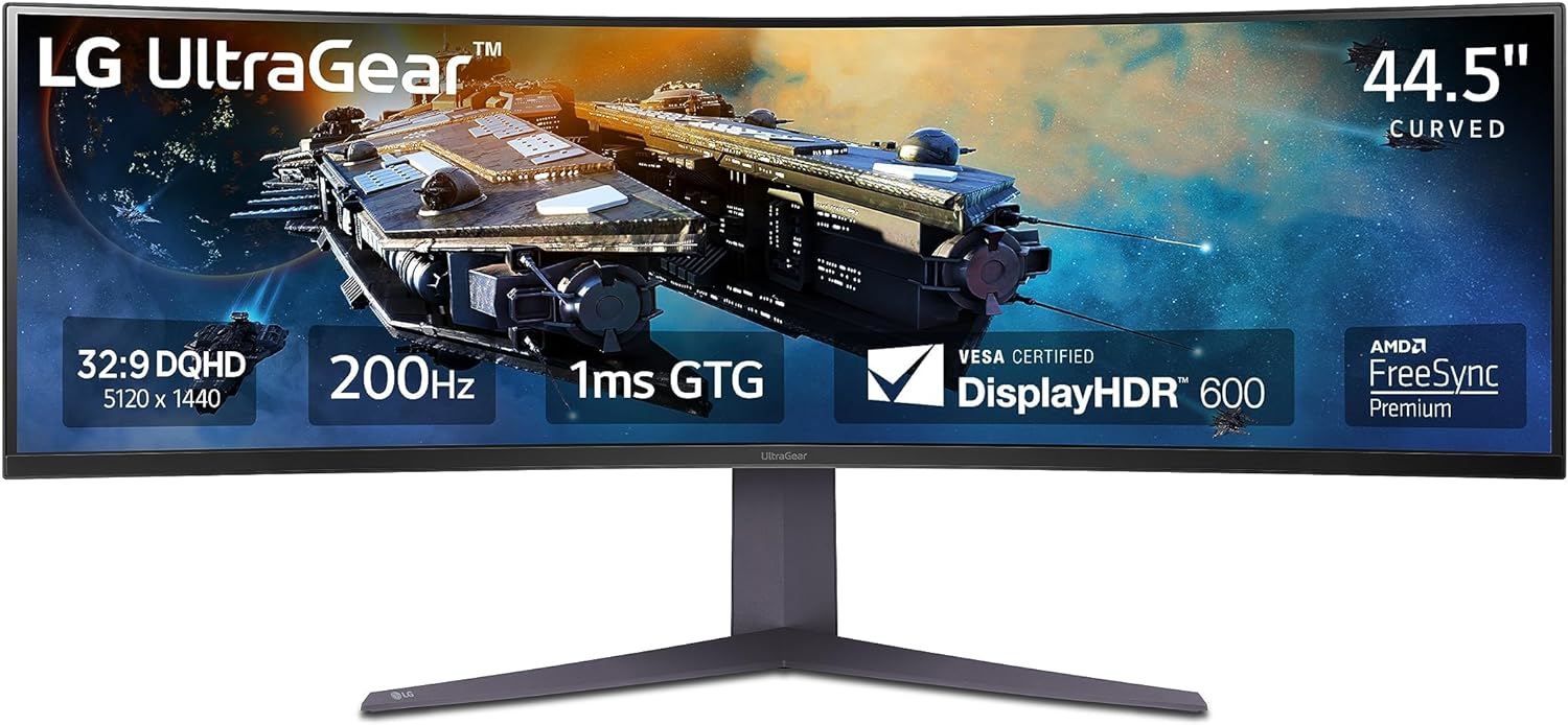 LG 45GR75DC-B.AEK 45" UltraGear QHD 1ms 200Hz Curved Gaming Monitor with USB Type-C