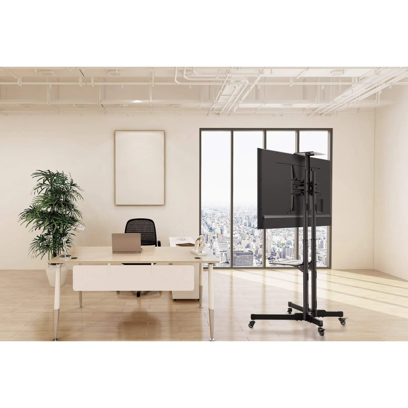 Manhattan 37" to 70" Height-Adjustable Mobile Display Trolley | 461238 Mobile Trolley Manhattan
