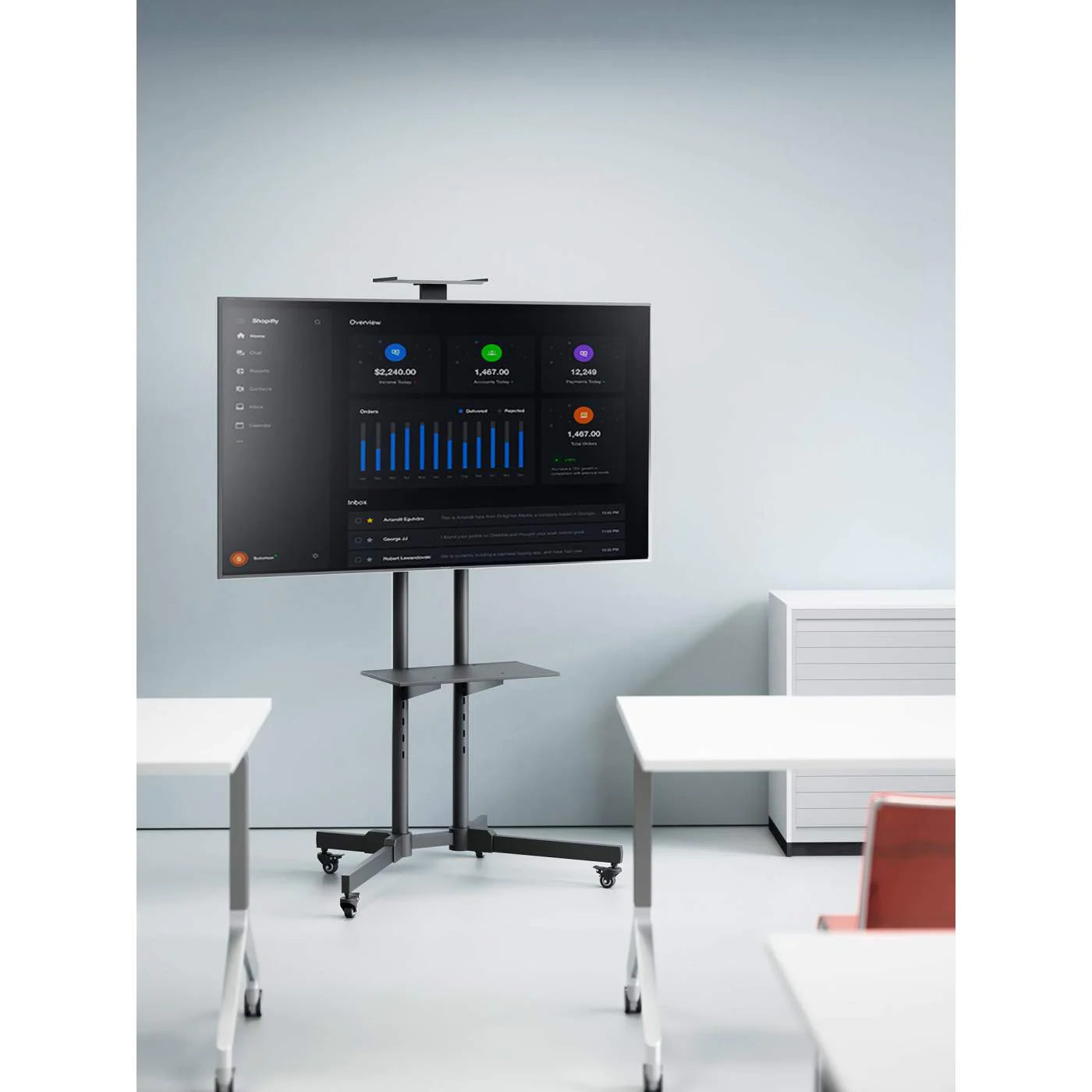 Manhattan 37" to 70" Height-Adjustable Mobile Display Trolley | 461238 Mobile Trolley Manhattan