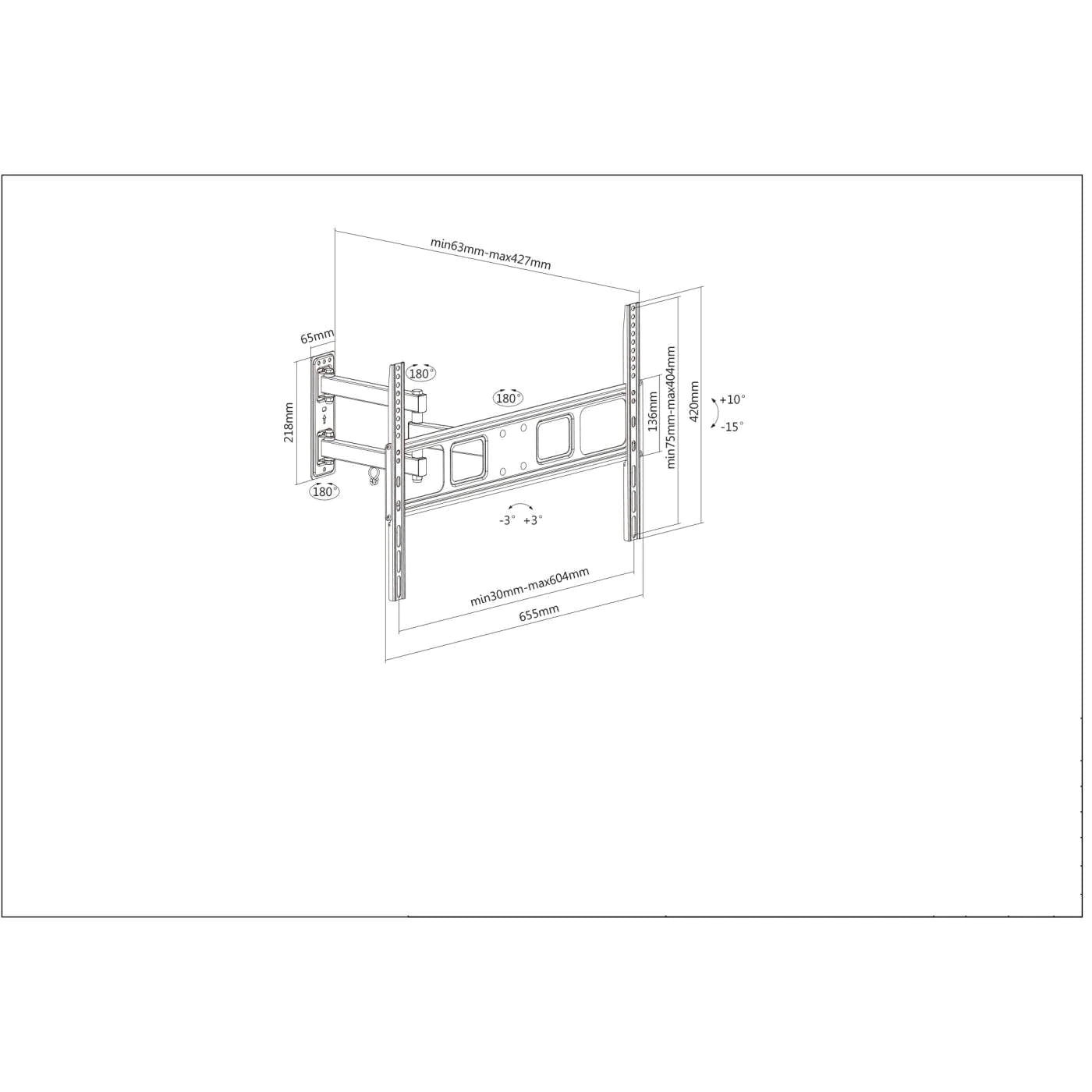 Manhattan 37" - 70" Full-Motion Display Wall Mount | 461337 Wall Mount Bracket Manhattan