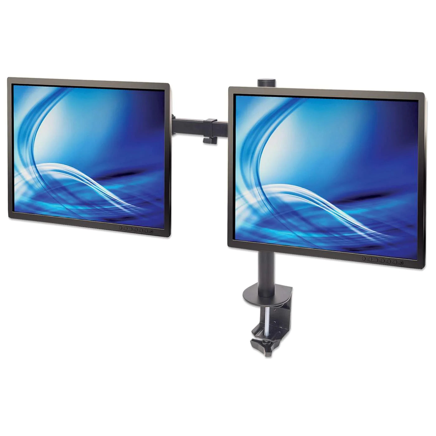 Manhattan Up to 32" Universal Dual Monitor Mount With Double-Link Swing Arms | 461528 Monitor Arm Desk Mount Manhattan