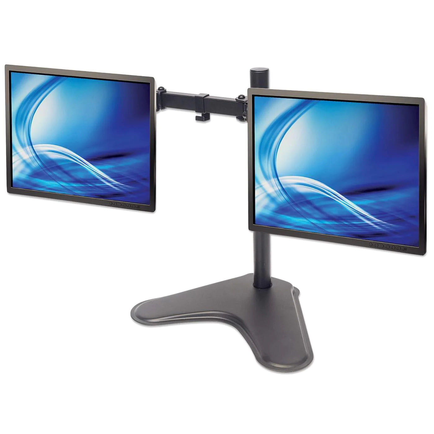 Manhattan 13" - 32" Universal Dual Monitor Stand With Double-Link Swing Arms | 461559 Monitor Arm Desk Mount Manhattan