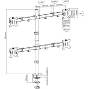 Manhattan 13" - 32" Quad LCD Monitor Mount with Double-Link Swing Arms | 461566 Monitor Arm Desk Mount Manhattan