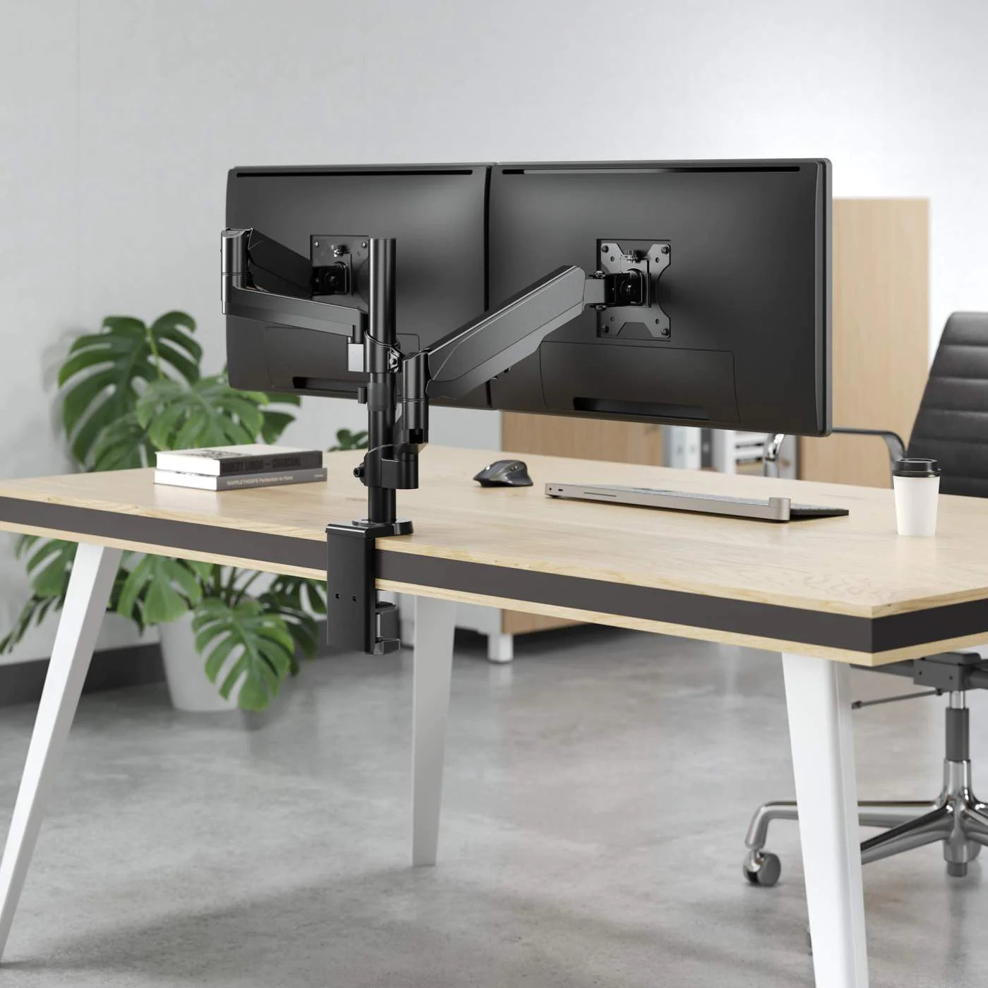 Manhattan 10"-27" Dual LCD Monitor Mount With Gas-Spring Arm | 461597 Monitor Arm Desk Mount Manhattan