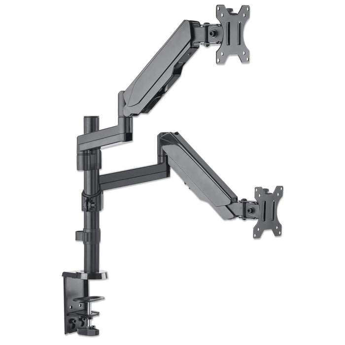Manhattan 10"-27" Dual LCD Monitor Mount With Gas-Spring Arm | 461597 Monitor Arm Desk Mount Manhattan