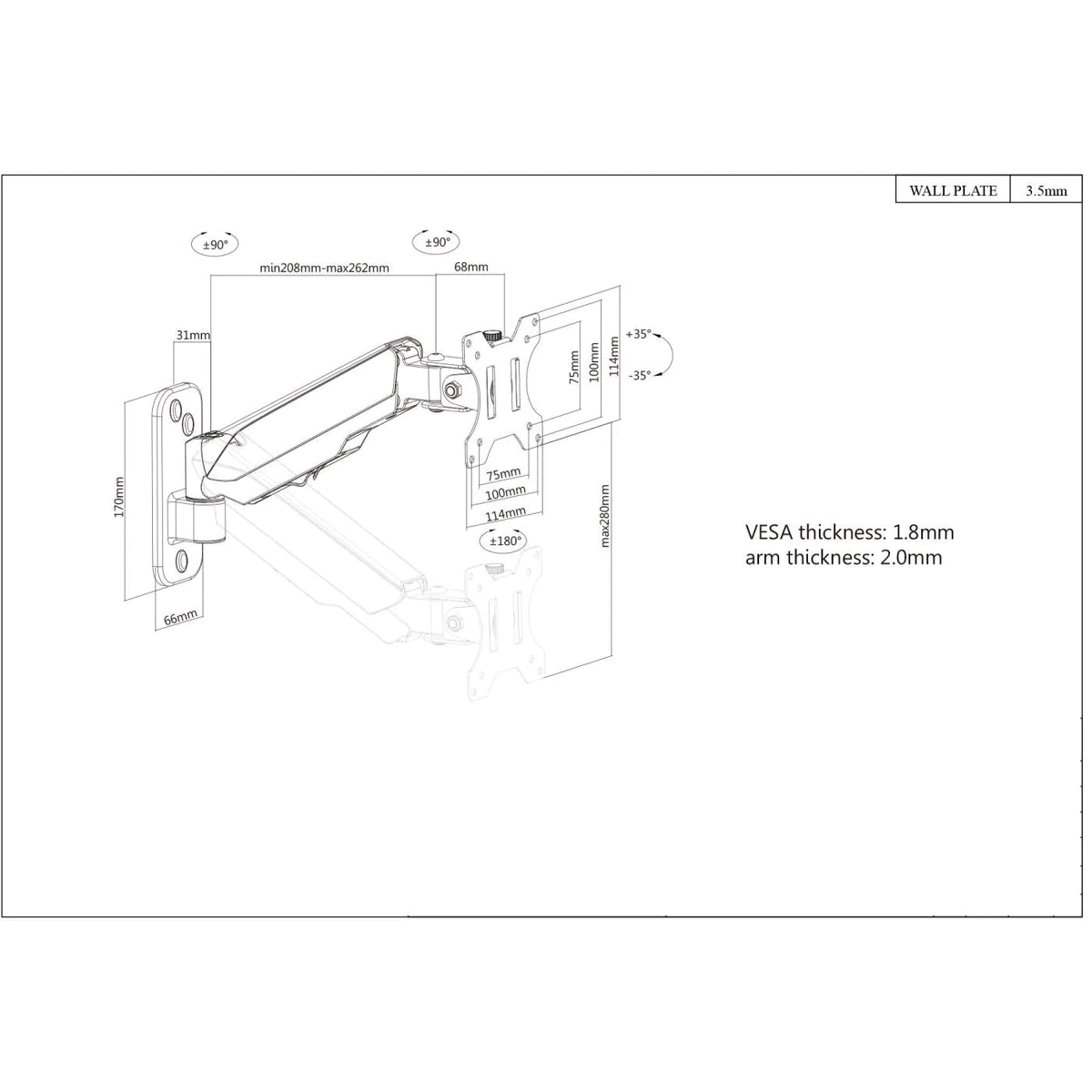 Manhattan 17" - 32" LCD Monitor Wall Mount | 461603 Wall Mount Bracket Manhattan
