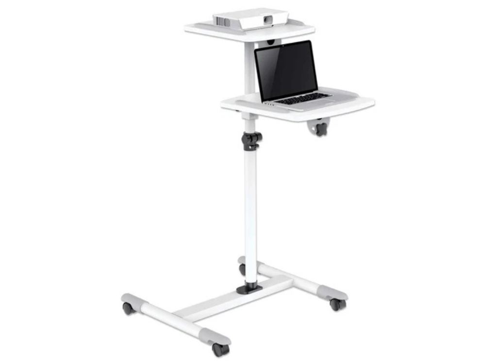 Manhattan 461726 Cart for Projectors and Laptops White - For Up To 10Kg Projectors Mobile Trolley Manhattan