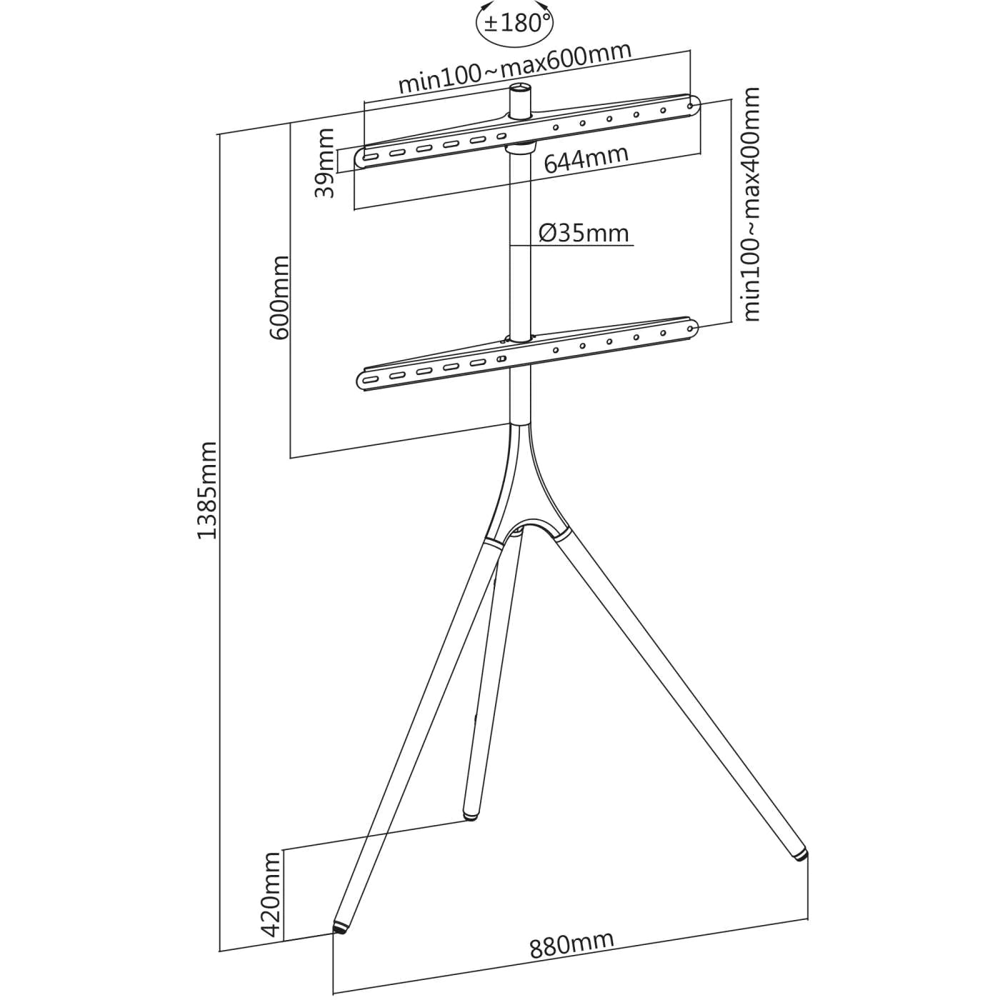 Manhattan 45"- 65" Easel Tripod TV Mount Stand | 461795 Floor Stand Manhattan