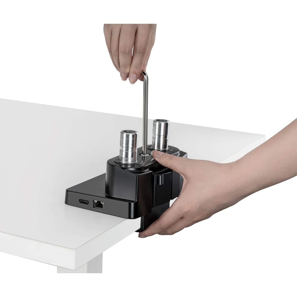 Manhattan 17" - 32" Dual Monitor Desk Mount With Integrated Docking Station | 461887 Monitor Arm Desk Mount Manhattan