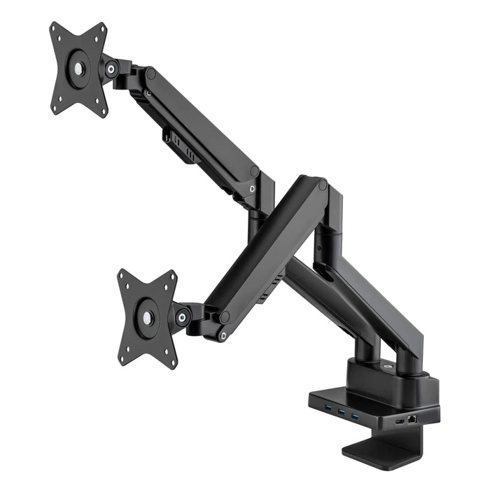 Manhattan 17" - 32" Dual Monitor Desk Mount With Integrated Docking Station | 461887 Monitor Arm Desk Mount Manhattan