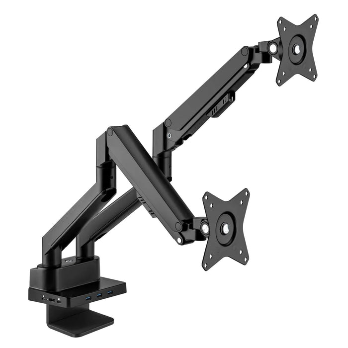 Manhattan 17" - 32" Dual Monitor Desk Mount With Integrated Docking Station | 461887 Monitor Arm Desk Mount Manhattan
