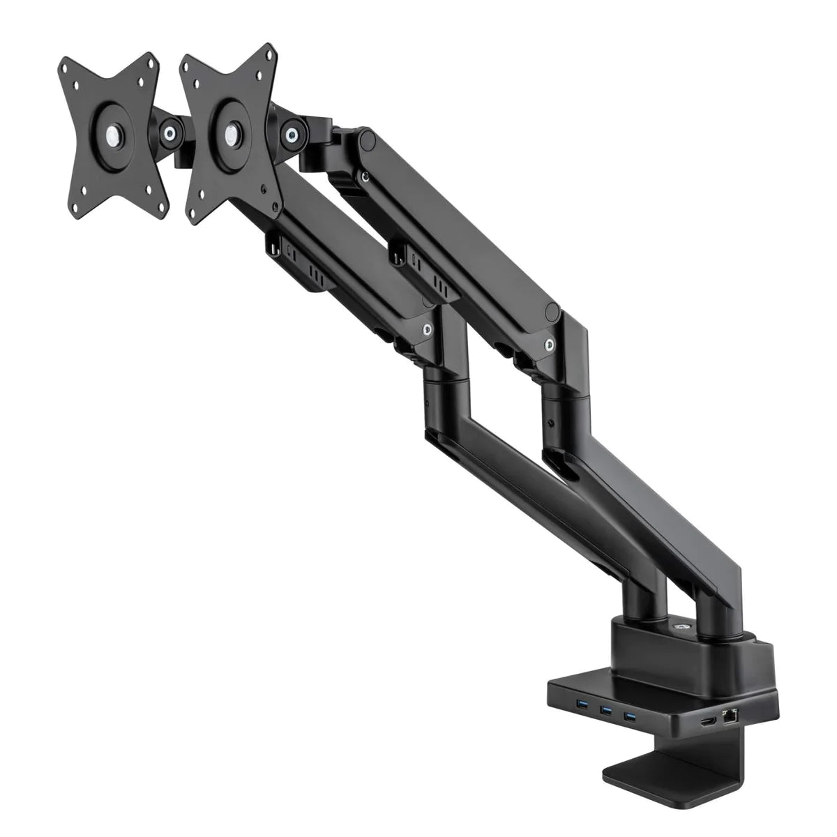 Manhattan 17" - 32" Dual Monitor Desk Mount With Integrated Docking Station | 461887 Monitor Arm Desk Mount Manhattan