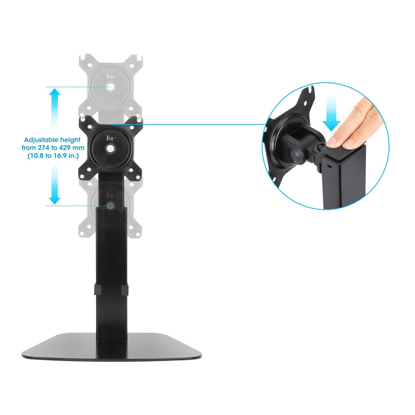 Manhattan 15" - 32" Height Adjustable Gas Spring Single Monitor Desktop Stand | 461894 Monitor Arm Desk Mount Manhattan