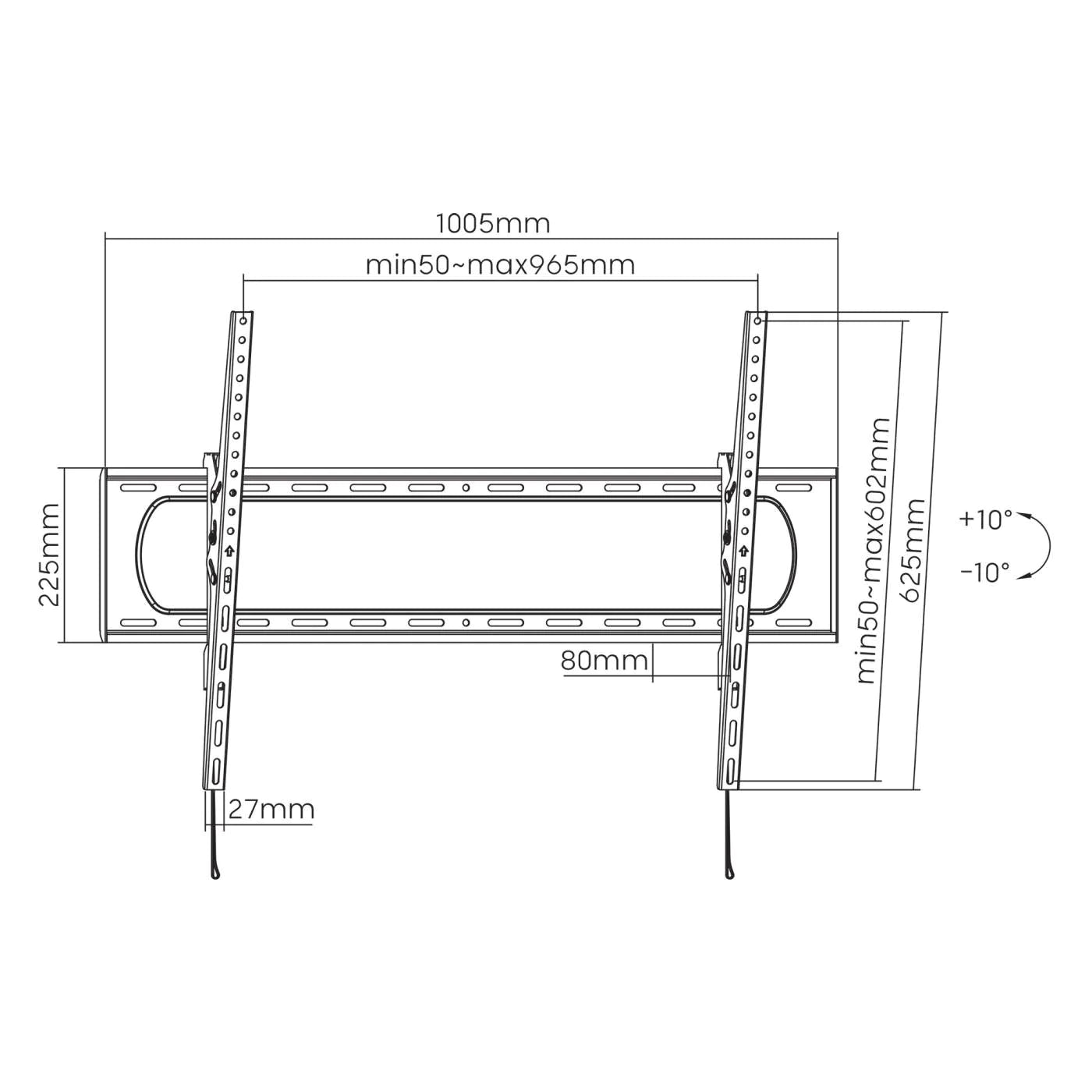 Manhattan 60" - 120" Heavy-Duty Large-Screen Tilting TV Wall Mount | 461931 Wall Mount Bracket Manhattan