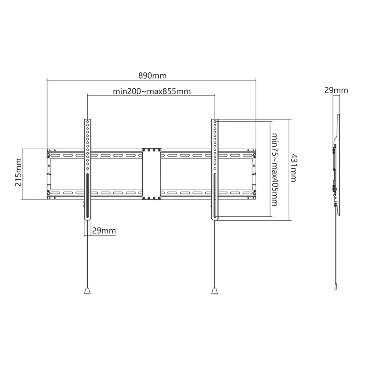 Manhattan 43" - 100" Ultra Thin Fixed TV Wall Mount | 461948 Wall Mount Bracket Manhattan