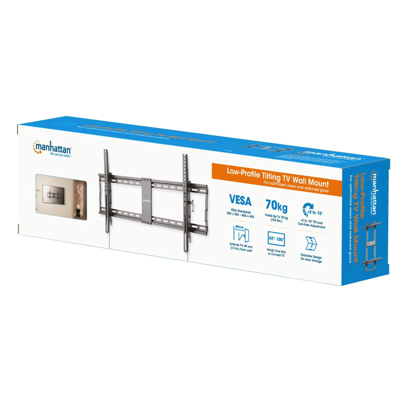 Manhattan 43" - 100" Low-Profile Tilting TV Wall Mount | 462020 Wall Mount Bracket Manhattan