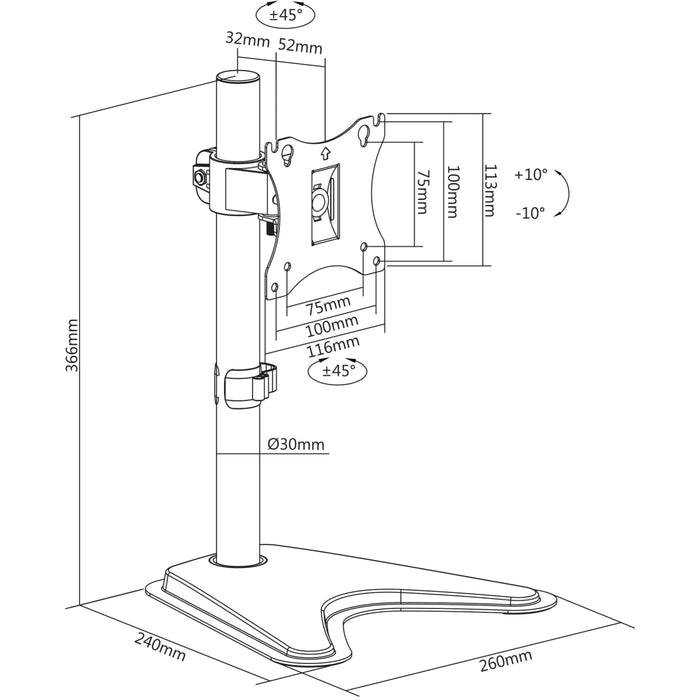 Manhattan 462037 Single Monitor Desktop Stand - Swivel