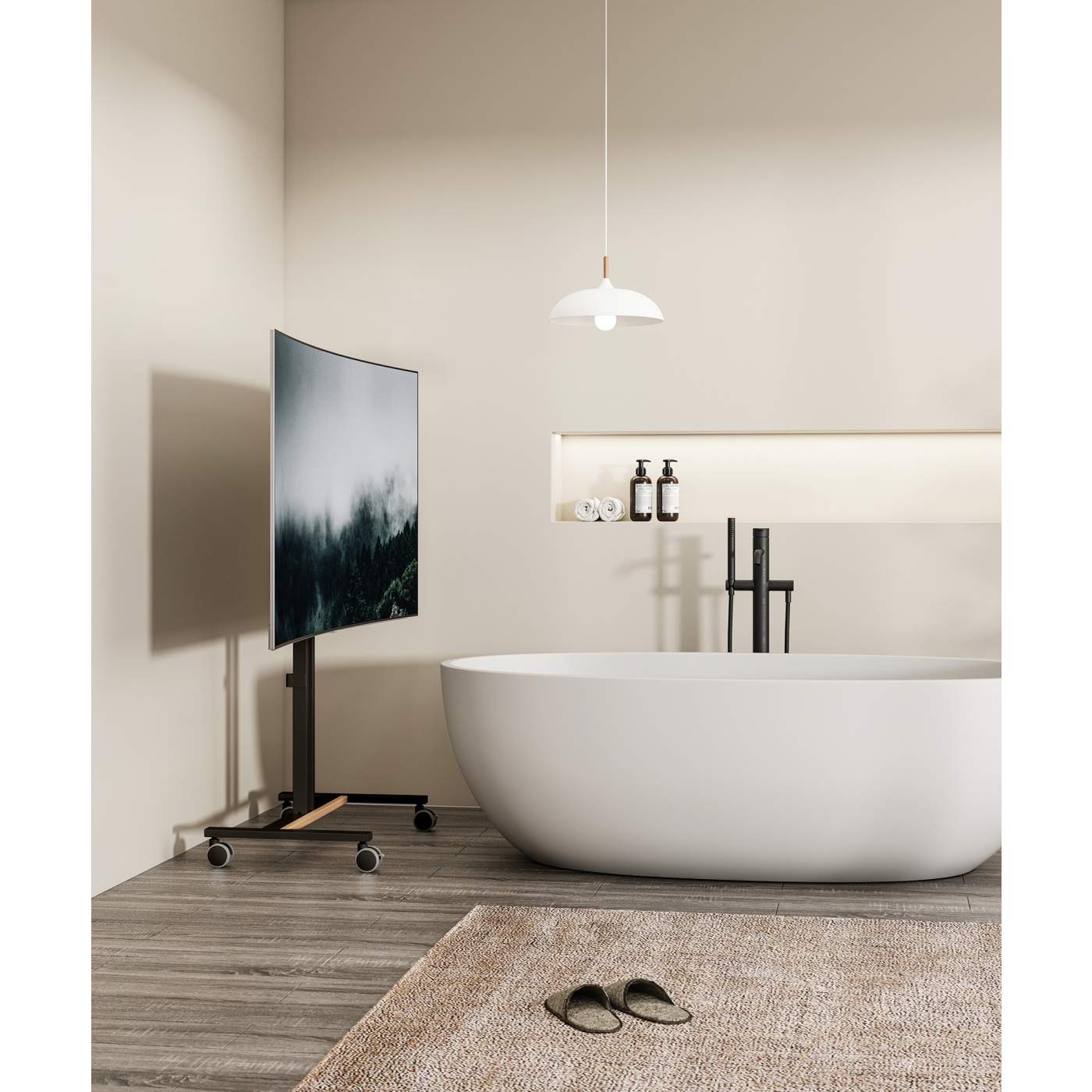 Manhattan 34" - 55" Compact Height-Adjustable TV Cart / Stand | 462068 Mobile Trolley Manhattan