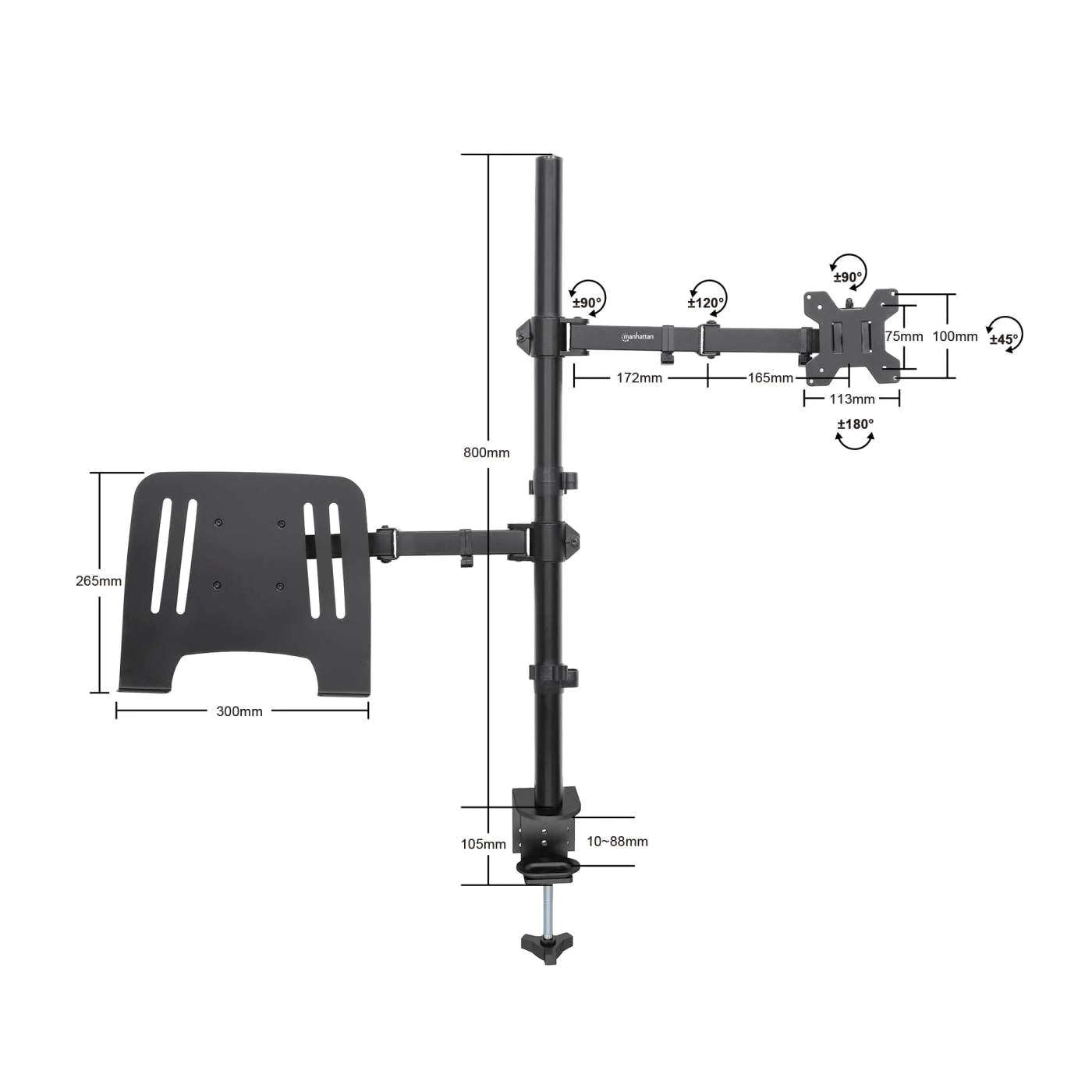 Manhattan 13" - 32" LCD and Laptop Desk Mount with Double-Link Swing Arm | 462136 Monitor Arm Desk Mount Manhattan