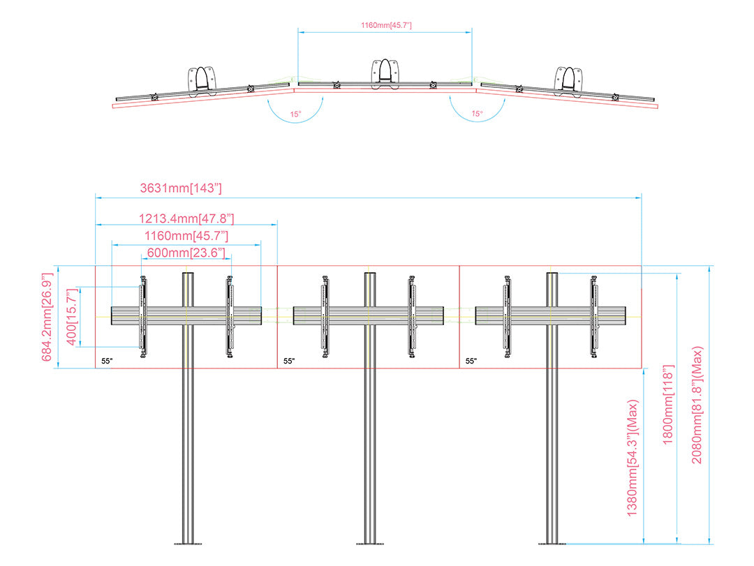 Multibrackets MBFMC3x1U M Pro Series Video Wall Floormount - 600x400 Floor Stand Multibrackets
