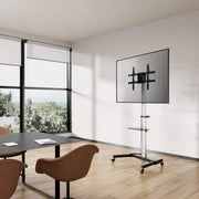 Manhattan 37" to 86" Aluminum Height-Adjustable Multimedia TV Cart | 462327 Mobile Trolley Manhattan