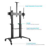 Manhattan 70" - 120" Aluminum Heavy-Duty Large-Screen Height-Adjustable Multimedia TV Cart | 462341 Mobile Trolley Manhattan