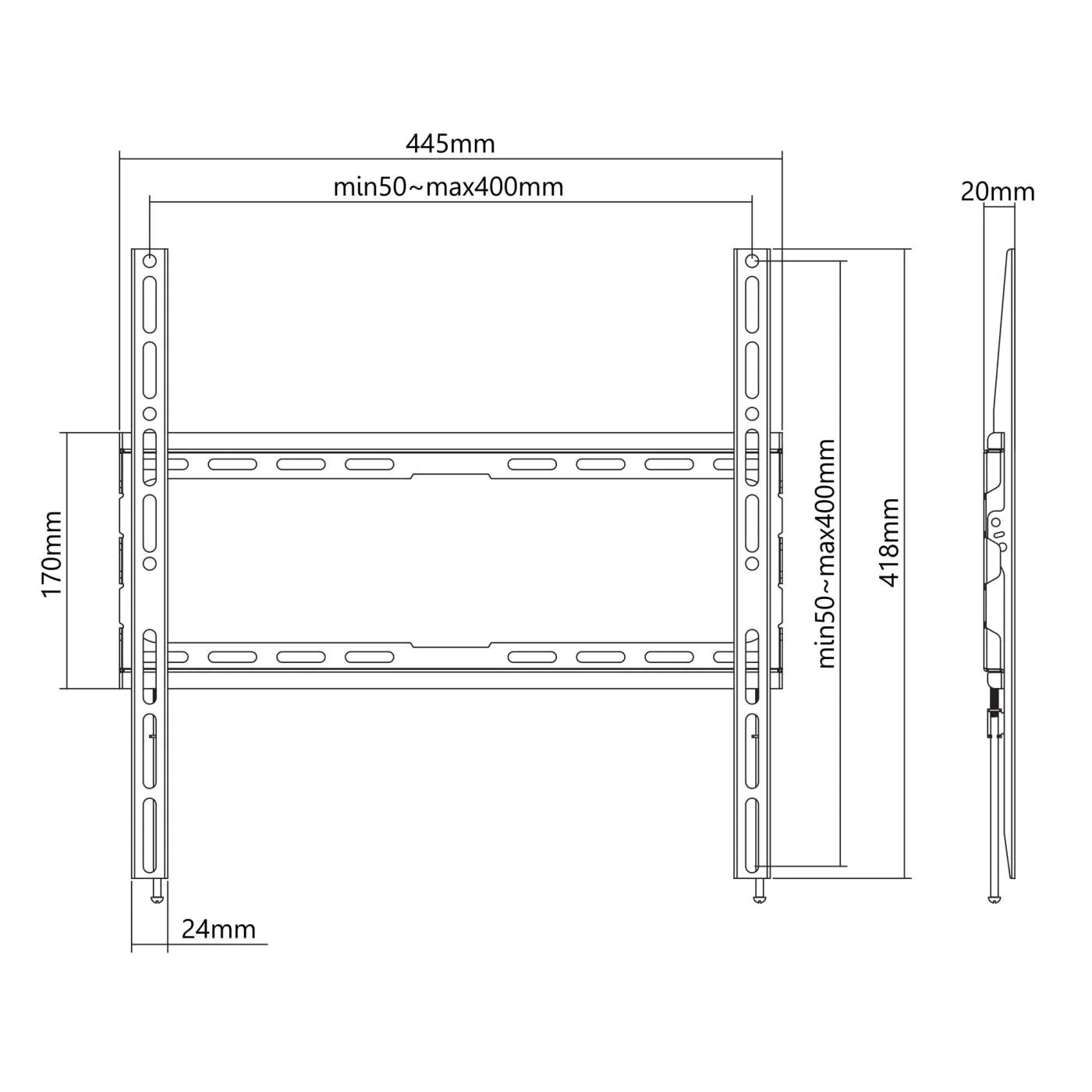 Manhattan 32" - 70" Ultra Thin Fixed TV Wall Mount | 462396 Wall Mount Bracket Manhattan