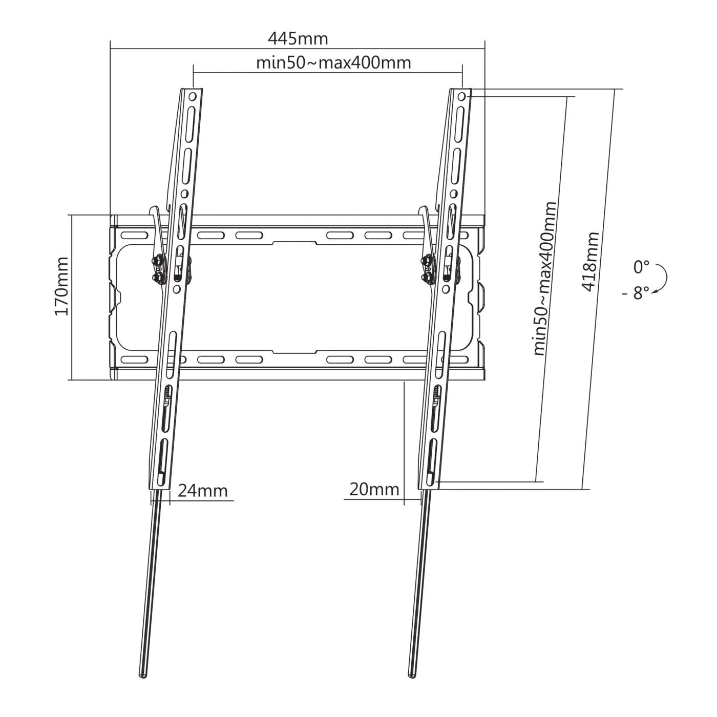Manhattan 32" - 70" Low-Profile Tilting TV Wall Mount | 462402 Wall Mount Bracket Manhattan