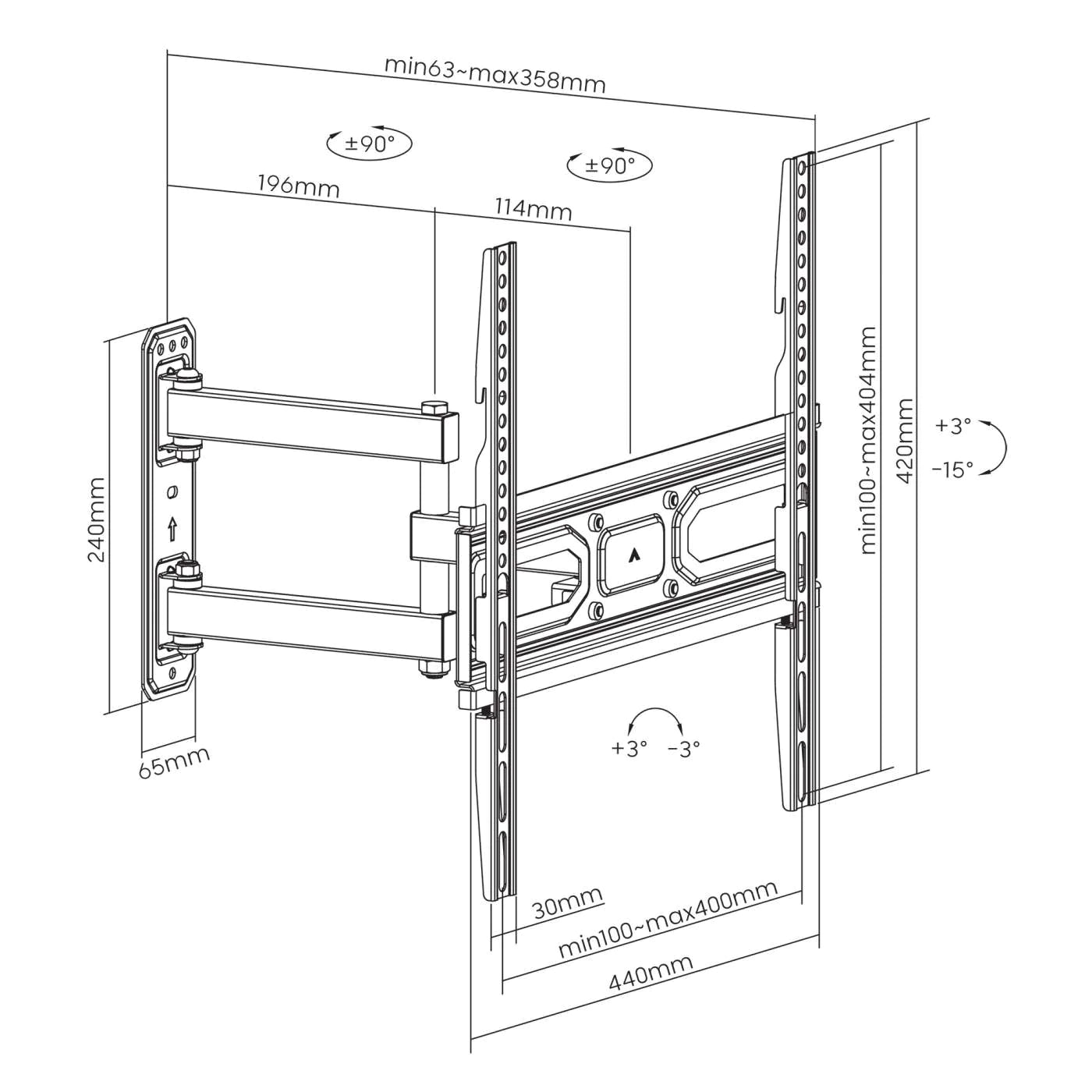 Manhattan 32" - 55" Full-Motion TV Wall Mount With Post-Leveling Adjustment | 462419 Wall Mount Bracket Manhattan