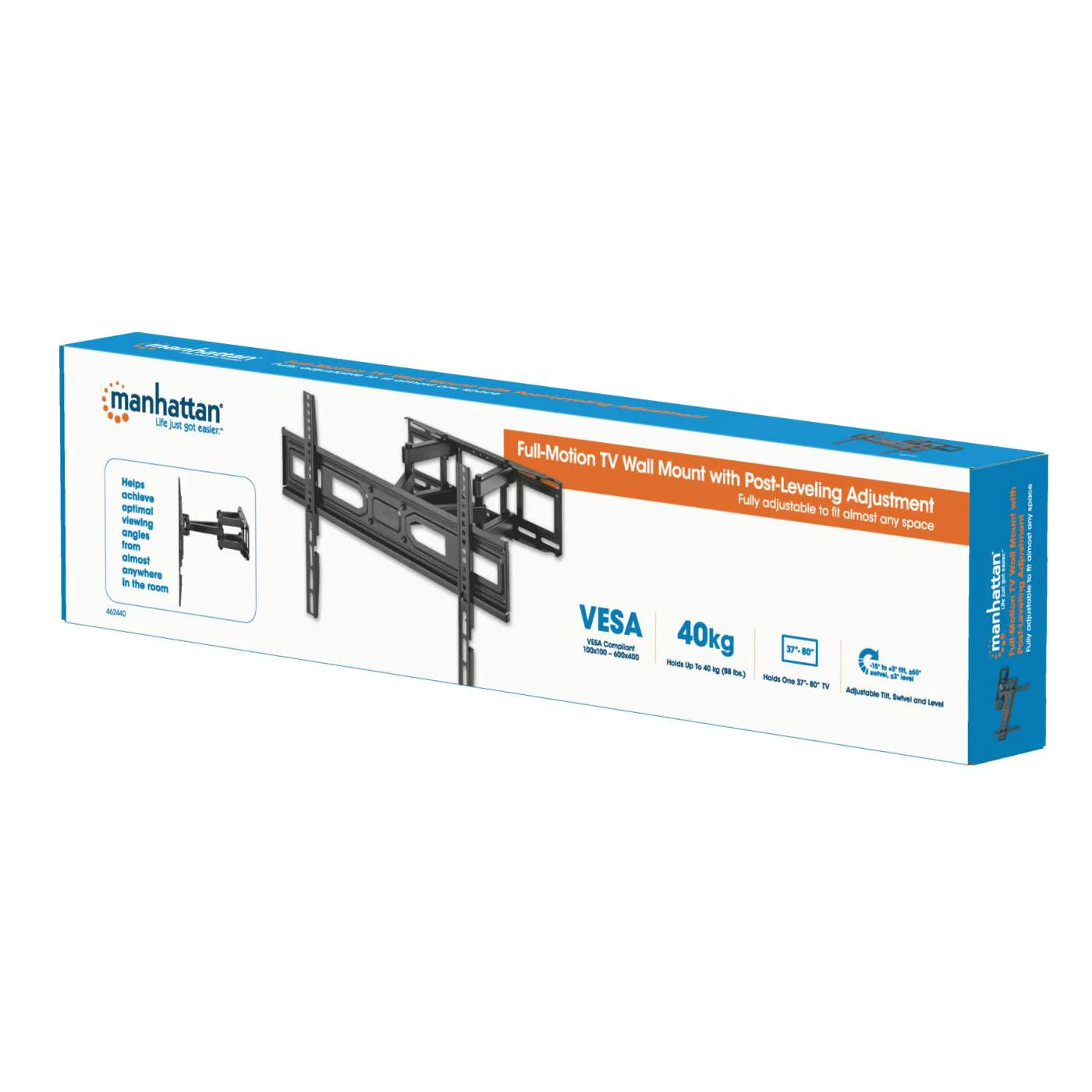 Manhattan 37"-80" Full-Motion TV Wall Mount With Post-Leveling Adjustment | 462440 Wall Mount Bracket Manhattan