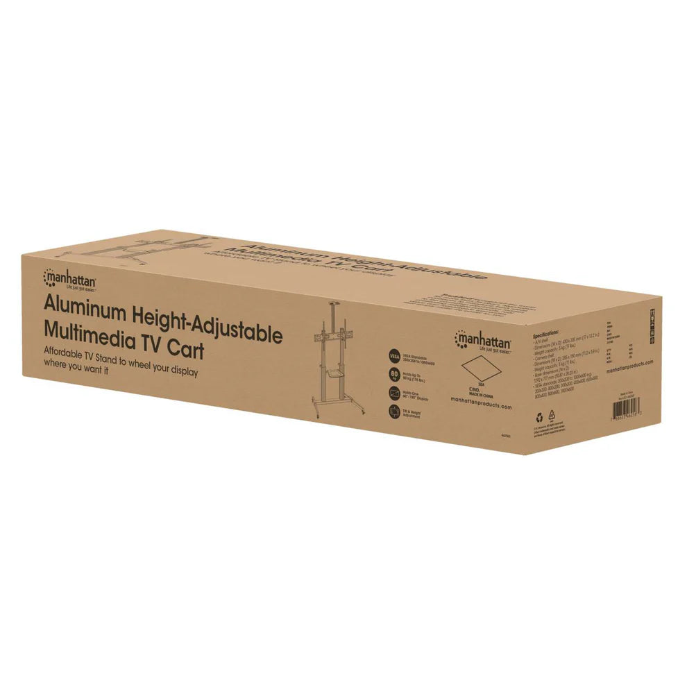 Manhattan 60" - 100" Aluminum Height-Adjustable Multimedia TV Cart | 462563 Mobile Trolley Manhattan