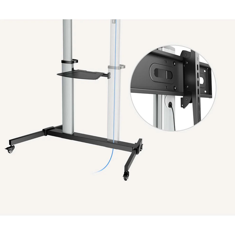 Manhattan 60" - 100" Aluminum Height-Adjustable Multimedia TV Cart | 462563 Mobile Trolley Manhattan