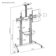 Manhattan 60" - 100" Aluminum Height-Adjustable Multimedia TV Cart | 462563 Mobile Trolley Manhattan