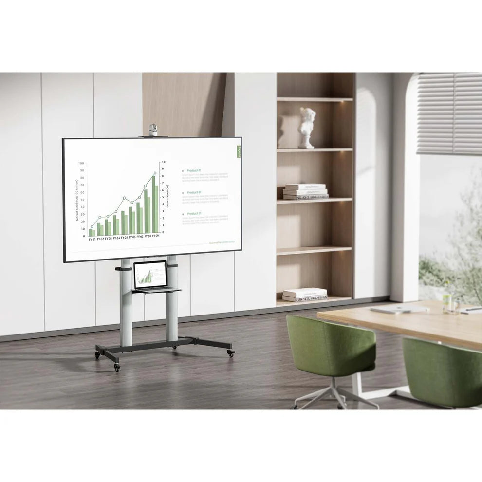 Manhattan 60" - 100" Aluminum Height-Adjustable Multimedia TV Cart | 462563 Mobile Trolley Manhattan