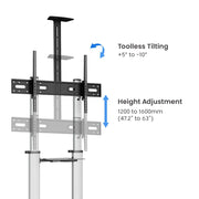 Manhattan 60" - 100" Aluminum Height-Adjustable Multimedia TV Cart | 462563 Mobile Trolley Manhattan