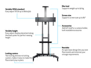 Multibrackets 55"-80" Height Adjustable Mobile Trolley & Camera Holder Mobile Trolley Multibrackets