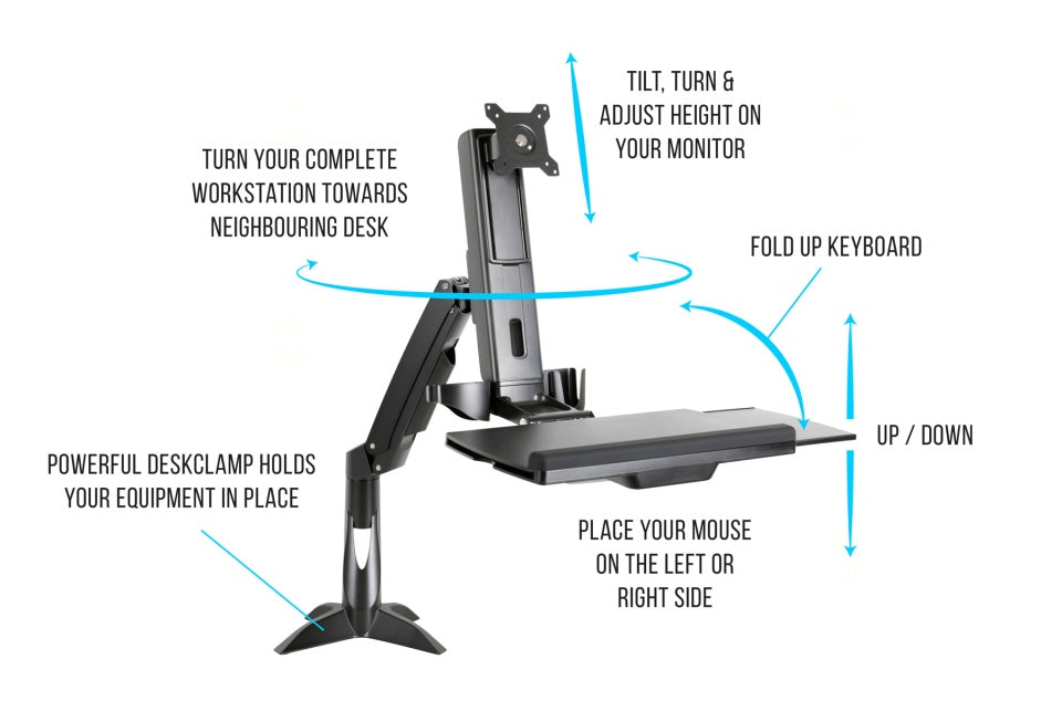 Multibrackets M Flex Desk Workstation | For 15" - 27" Screens Monitor Arm Desk Mount Multibrackets