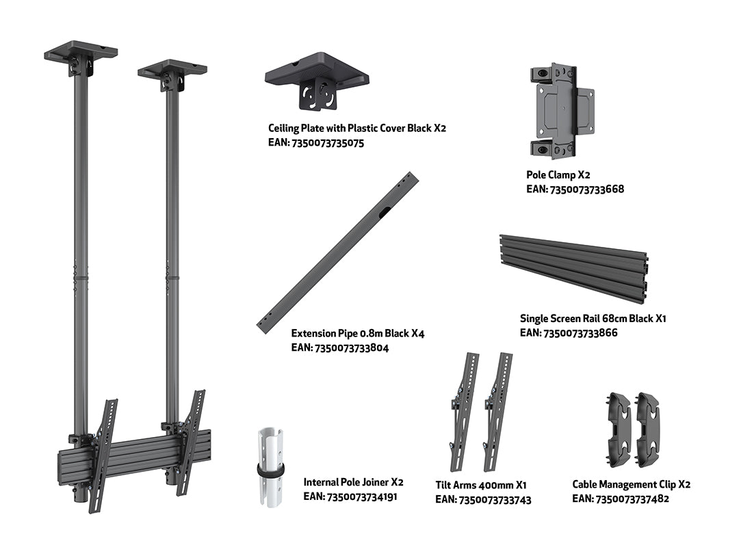 Multibrackets 40" - 100" MBC1USD 1.5m Pole Display Ceiling Mount Pro Ceiling Mount Bracket Multibrackets