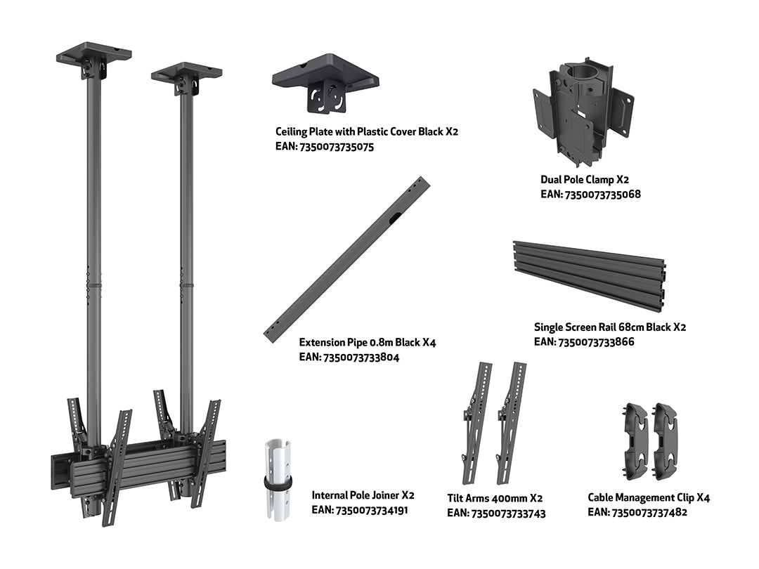 Multibrackets 40" - 86" MBC1UX2SD 1.5m Display Ceiling Mount Pro Ceiling Mount Bracket Multibrackets