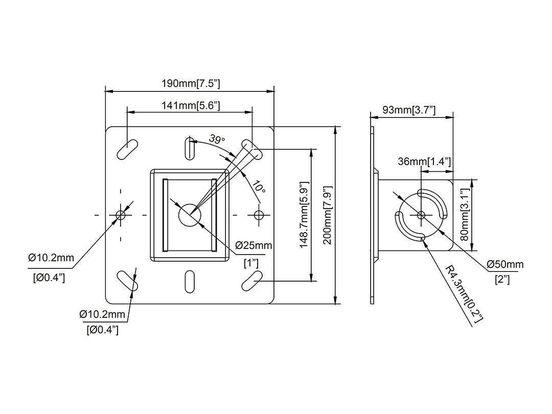 Multibrackets M Pro Series Ceiling Plate HD Mounting Accessory Multibrackets