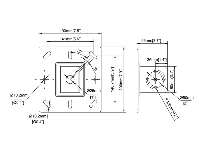 Multibrackets M Pro Series Ceiling Plate HD Mounting Accessory Multibrackets