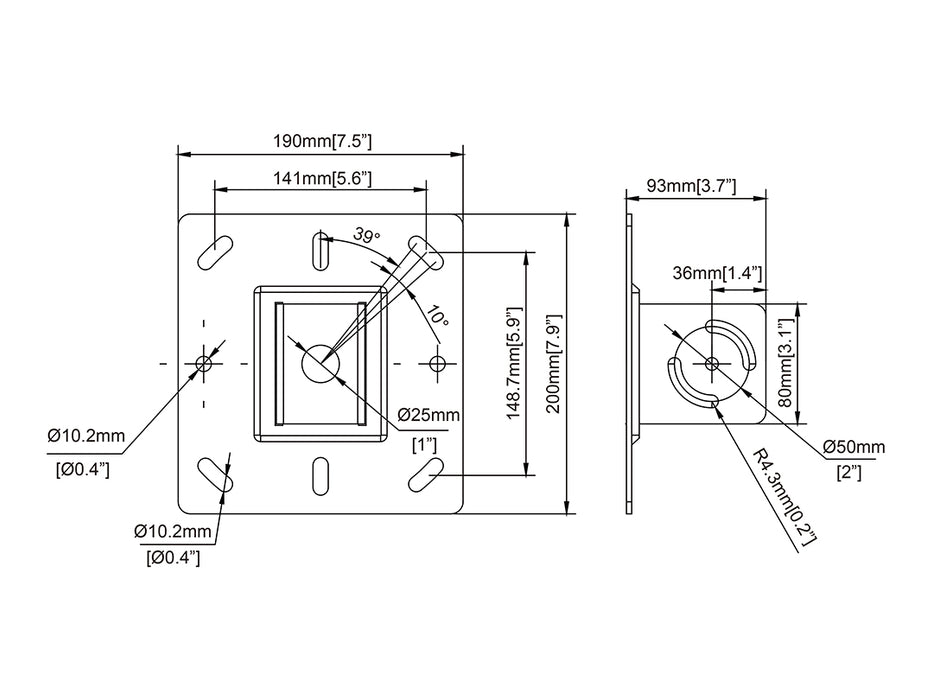 Multibrackets M Pro Series Ceiling Plate HD