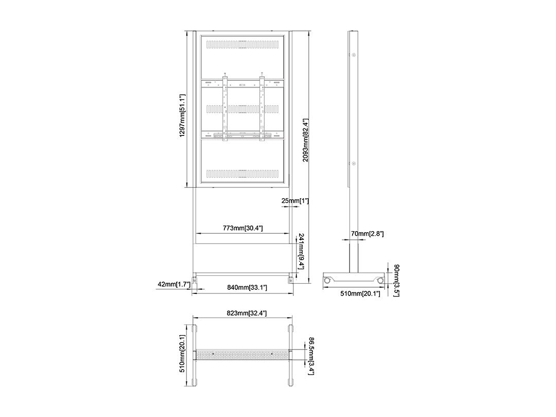 Multibrackets M Pro Series Wheelbase Indoor Enclosure Totem - 55" Floor Stand Multibrackets