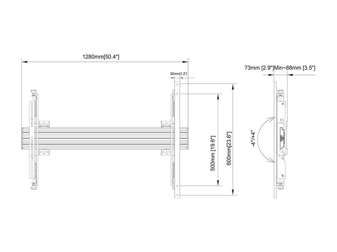 Multibrackets MBW1U Micro Adjustable M Wallmount Pro - (65"-120") Wall Mount Bracket Multibrackets