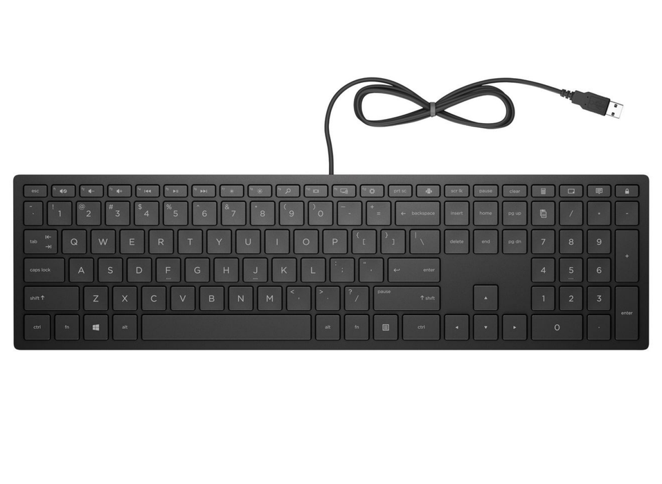 HP Pavilion Wired Keyboard 300 – Full-Size USB Keyboard, Black | 4CE96AA Keyboard & Mouse HP