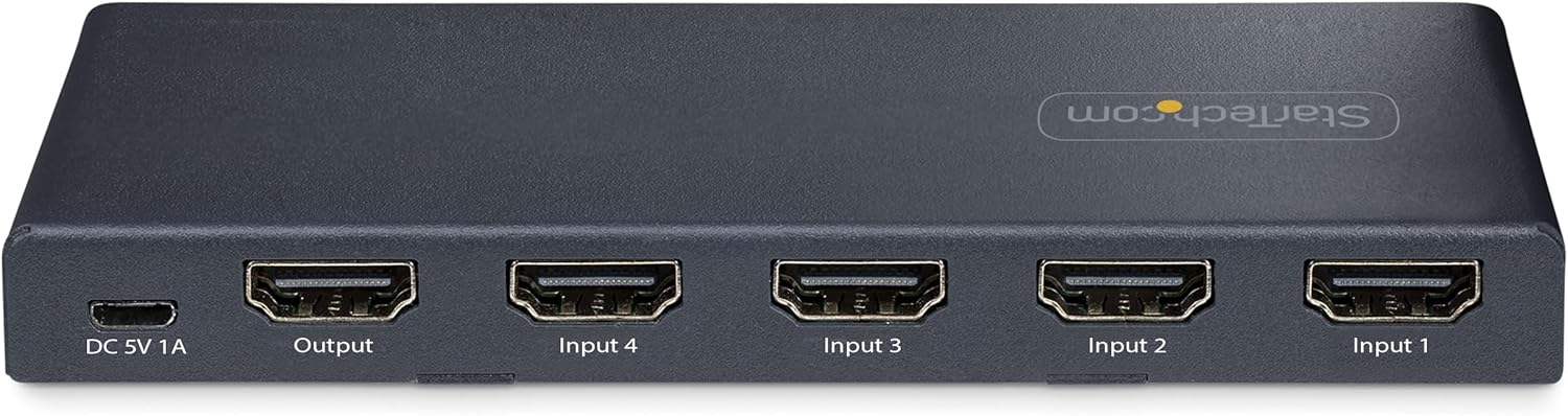 Startech 8K HDMI 2.1 Switch 4-In 1-Out with Remote & Power Adapter | 4PORT-8K-HDMI-SWITCH Video Switch Startech
