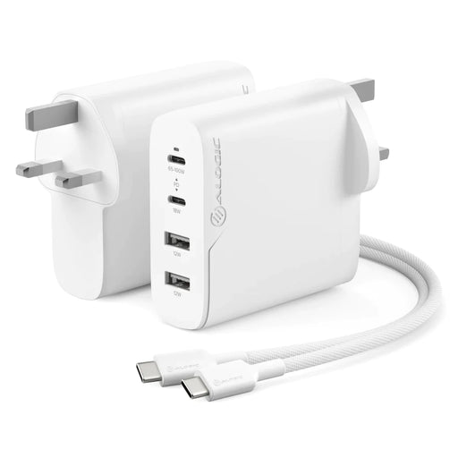 Alogic WCG4X100-UK 4 Port 100W GaN Charger - Includes 2m USB-C Cable