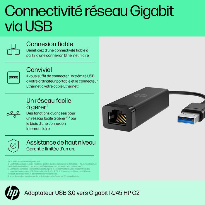 HP USB 3.0 to Gigabit RJ45 Adapter G2 | 4Z7Z7AA Network Card HP